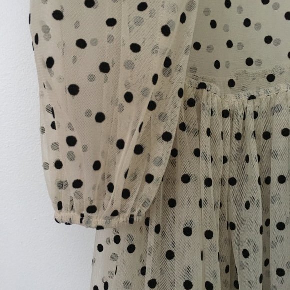 H&M Cream mesh black polka dot dress - Picture 5 of 7